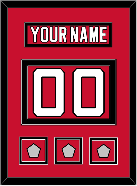 New Jersey Nameplate & Number (Back) With 3 Stanley Cup Finals Patches - Road Red (1992-2007) - Double Mat 2