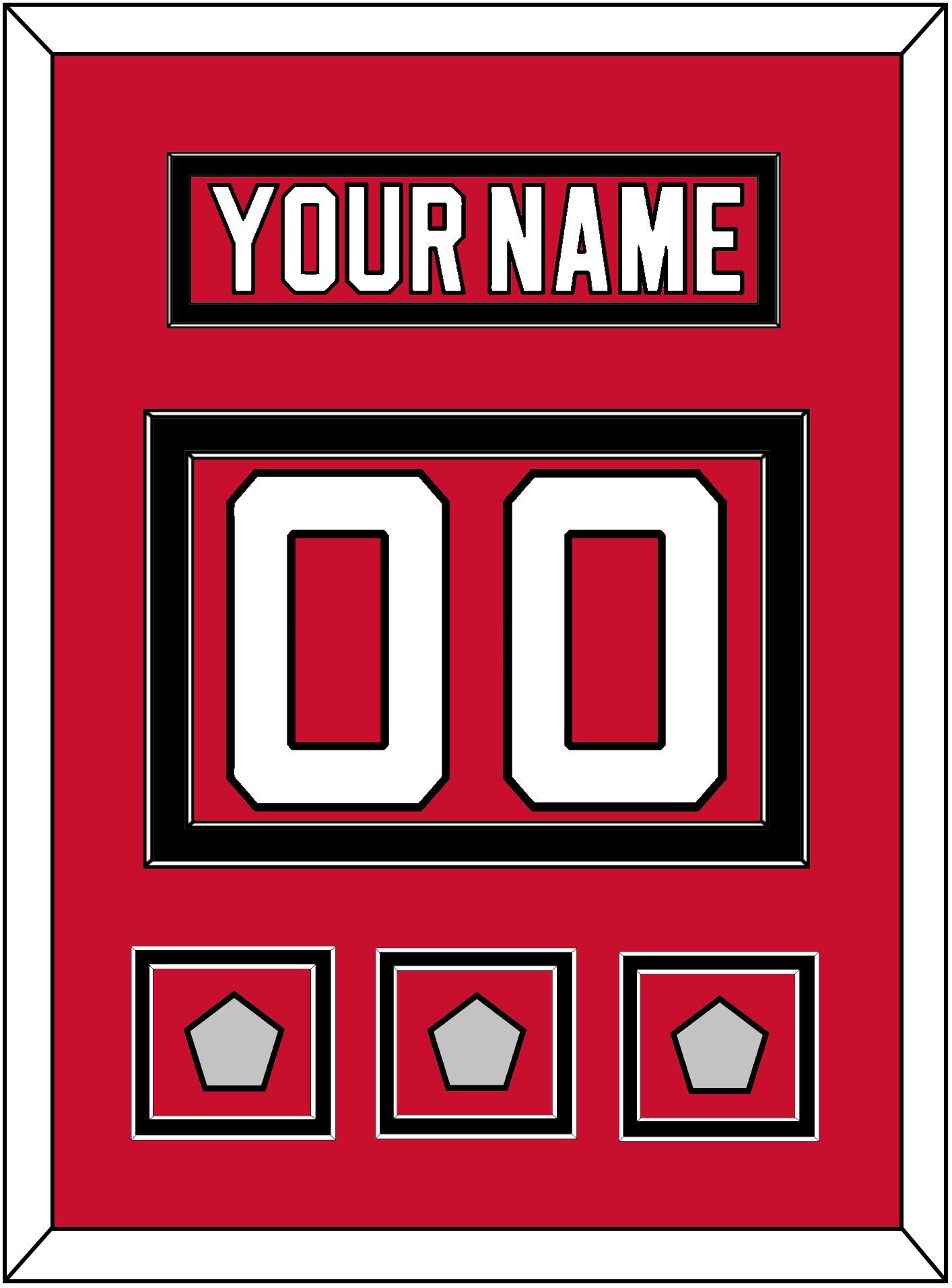 New Jersey Nameplate & Number (Back) With 3 Stanley Cup Finals Patches - Road Red (1992-2007) - Signature Tier 2