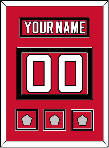 New Jersey Nameplate & Number (Back) With 3 Stanley Cup Finals Patches - Road Red (1992-2007) - Signature Tier 2
