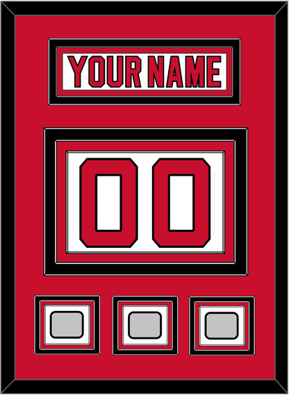 New Jersey Nameplate & Number (Back) With 3 Stanley Cup Finals Patches - Home White (1992-2007) - Premier Tier 2