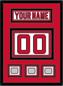 New Jersey Nameplate & Number (Back) With 3 Stanley Cup Finals Patches - Home White (1992-2007) - Triple Mat 2