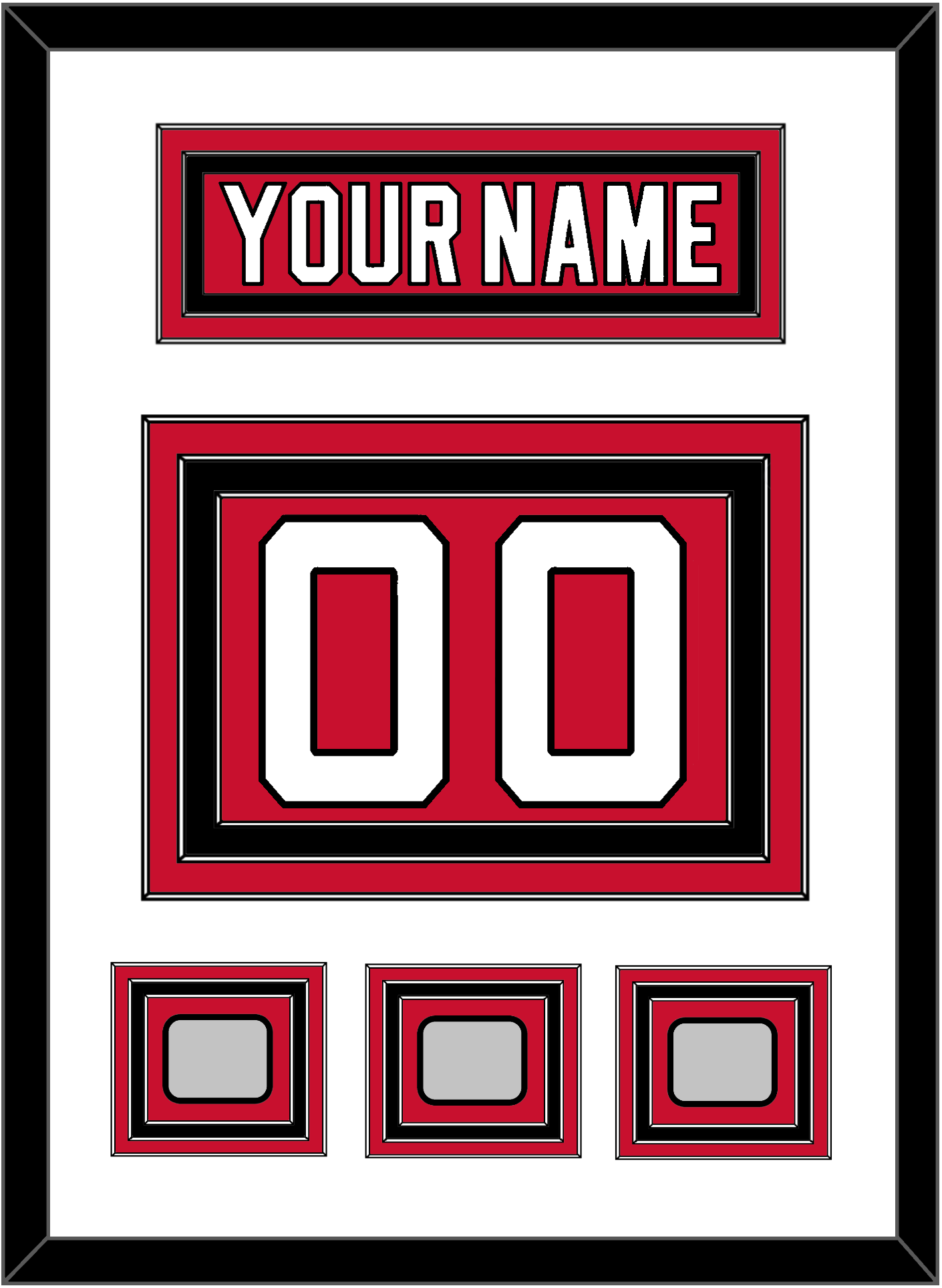 New Jersey Nameplate & Number (Back) With 3 Stanley Cup Finals Patches - Road Red (1992-2007) - Premier Tier 1
