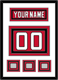 New Jersey Nameplate & Number (Back) With 3 Stanley Cup Finals Patches - Road Red (1992-2007) - Triple Mat 1