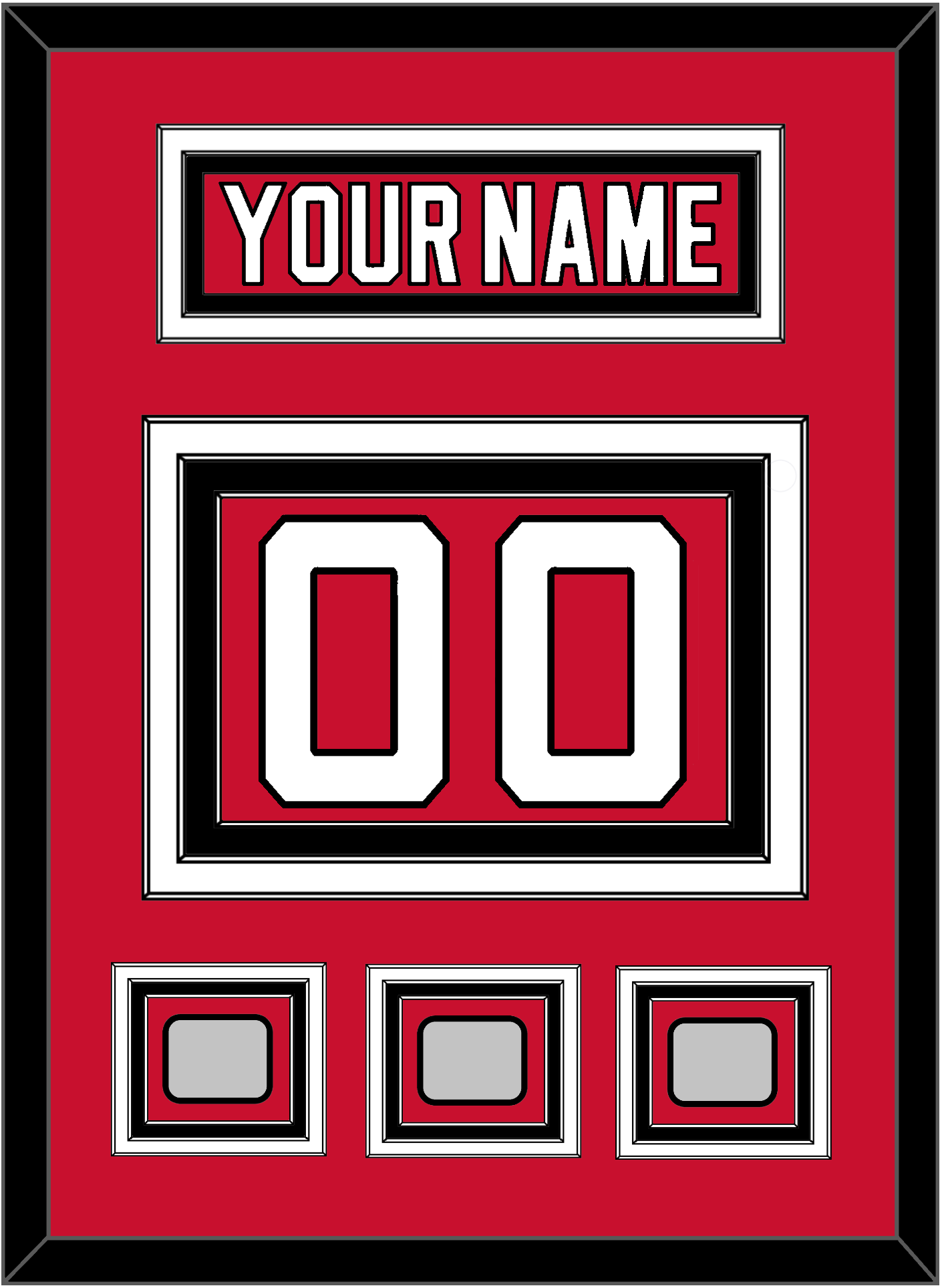 New Jersey Nameplate & Number (Back) With 3 Stanley Cup Finals Patches - Road Red (1992-2007) - Premier Tier 2