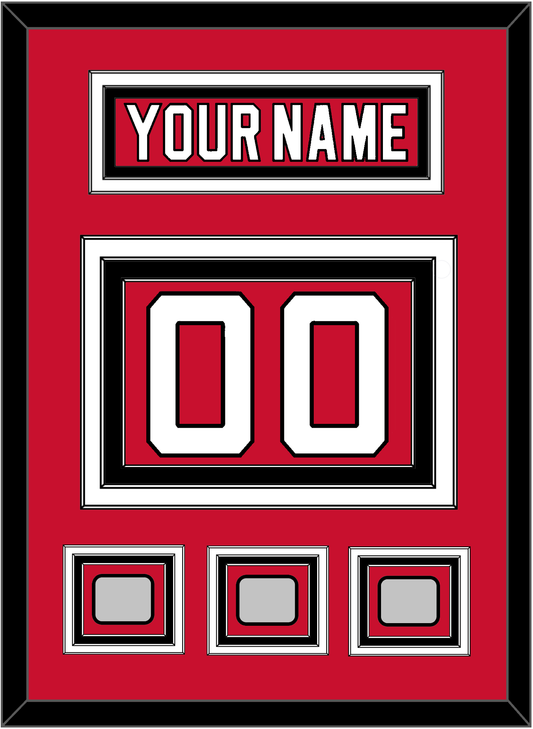 New Jersey Nameplate & Number (Back) With 3 Stanley Cup Finals Patches - Road Red (1992-2007) - Premier Tier 2