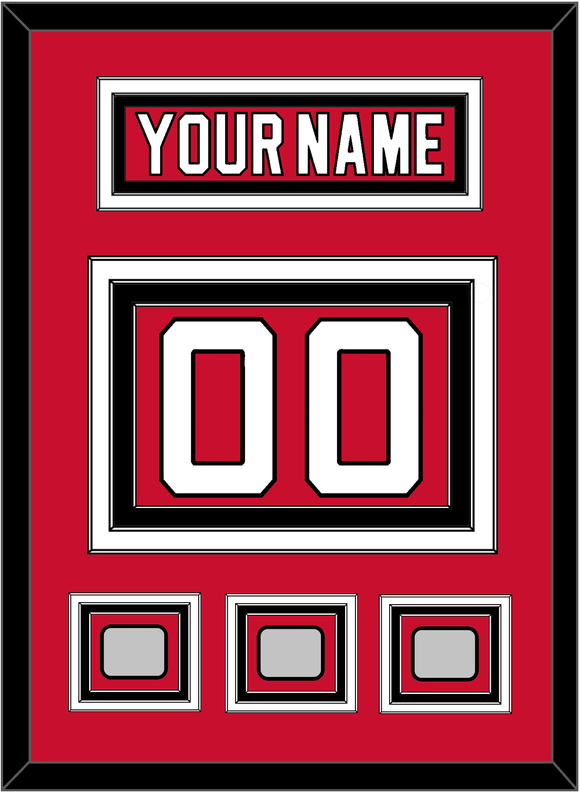 New Jersey Nameplate & Number (Back) With 3 Stanley Cup Finals Patches - Road Red (1992-2007) - Triple Mat 2