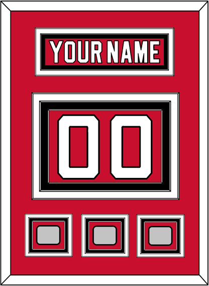 New Jersey Nameplate & Number (Back) With 3 Stanley Cup Finals Patches - Road Red (1992-2007) - Premier Tier 2