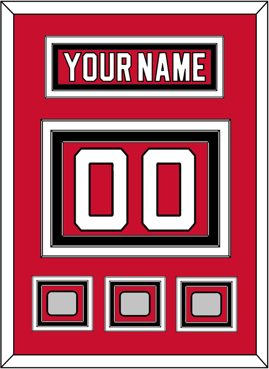 New Jersey Nameplate & Number (Back) With 3 Stanley Cup Finals Patches - Road Red (1992-2007) - Premier Tier 2
