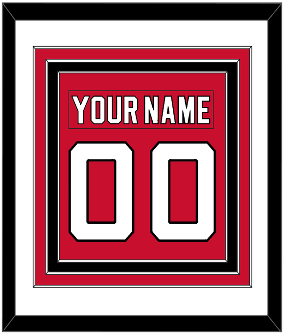 New Jersey Nameplate & Number (Back) Combined - Road Red (1992-2007) - Triple Mat 1