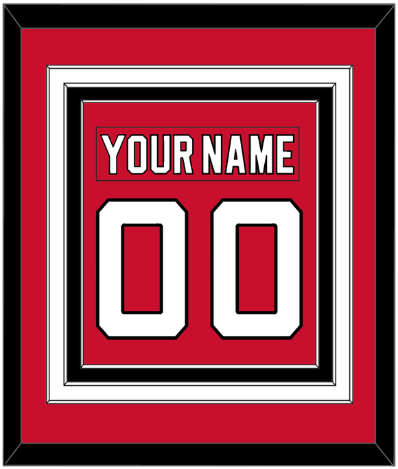 New Jersey Nameplate & Number (Back) Combined - Home Red - Triple Mat 2