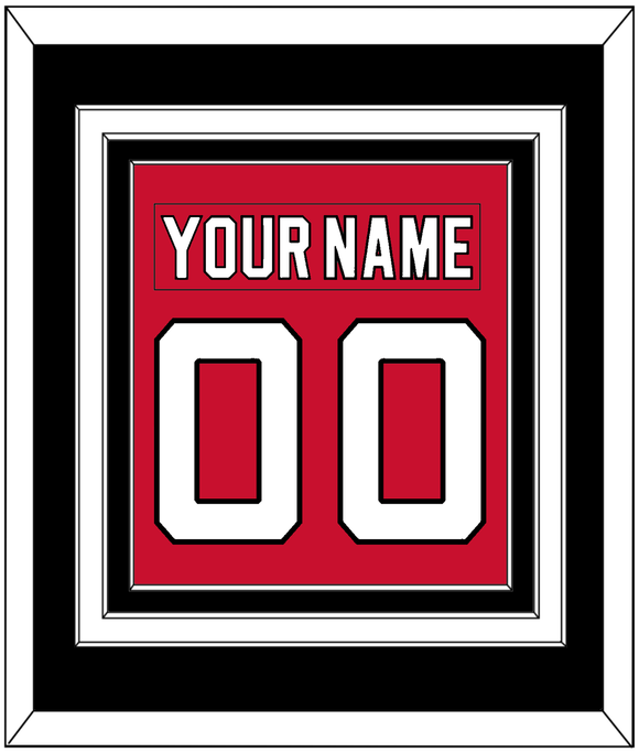 New Jersey Nameplate & Number (Back) Combined - Home Red - Triple Mat 3