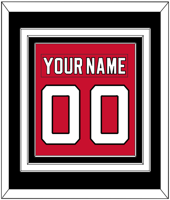 New Jersey Nameplate & Number (Back) Combined - Road Red (1992-2007) - Triple Mat 3