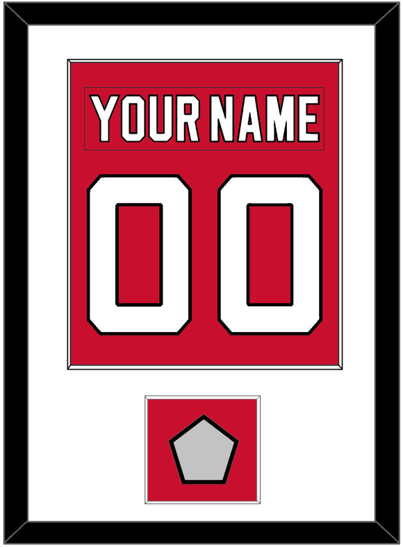 New Jersey Nameplate & Number (Back) Combined, With 1995 Stanley Cup Champions Patch - Road Red (1992-2007) - Single Mat 1