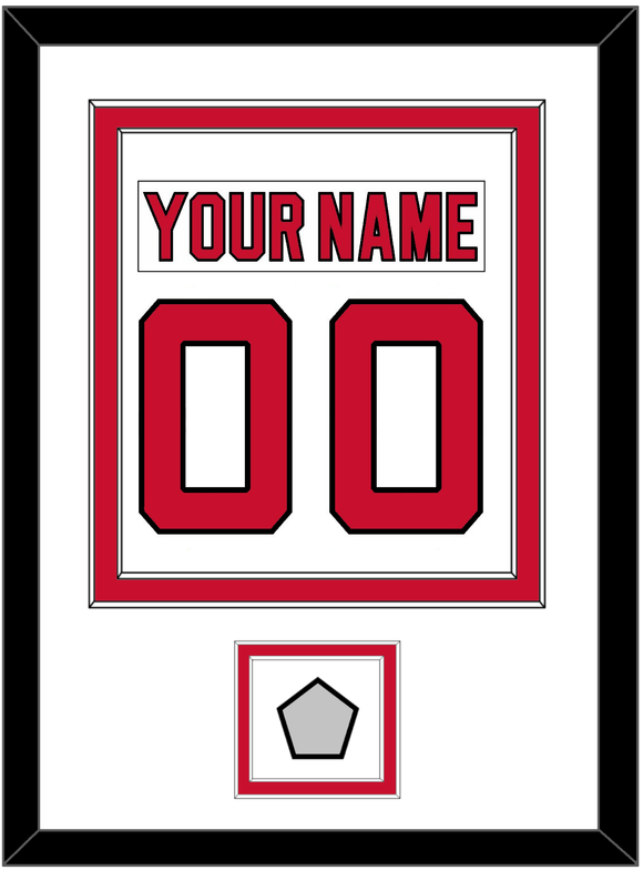 New Jersey Nameplate & Number (Back) Combined, With 1995 Stanley Cup Champions Patch - Home White (1992-2007) - Double Mat 1