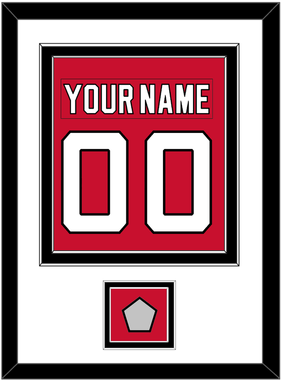 New Jersey Nameplate & Number (Back) Combined, With Stanley Cup Finals Patch - Road Red (1992-2007) - Double Mat 1