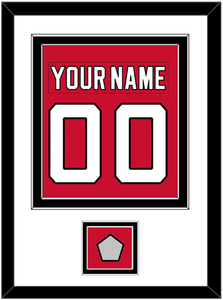 New Jersey Nameplate & Number (Back) Combined, With 1995 Stanley Cup Champions Patch - Road Red (1992-2007) - Double Mat 1