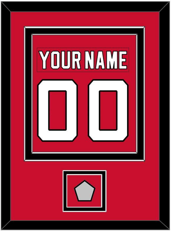 New Jersey Nameplate & Number (Back) Combined, With Stanley Cup Finals Patch - Road Red (1992-2007) - Double Mat 2