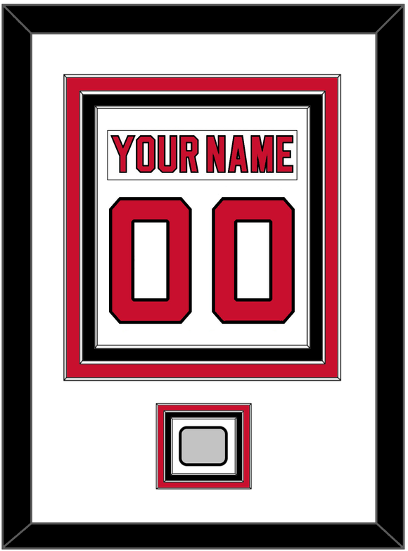 New Jersey Nameplate & Number (Back) Combined, With 1995 Stanley Cup Champions Patch - Home White (1992-2007) - Triple Mat 1