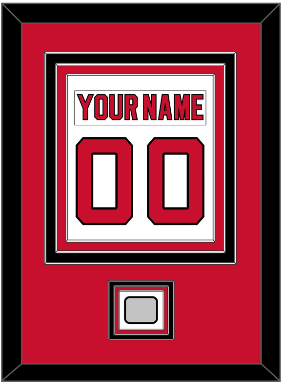 New Jersey Nameplate & Number (Back) Combined, With Stanley Cup Finals Patch - Home White (1992-2007) - Triple Mat 2