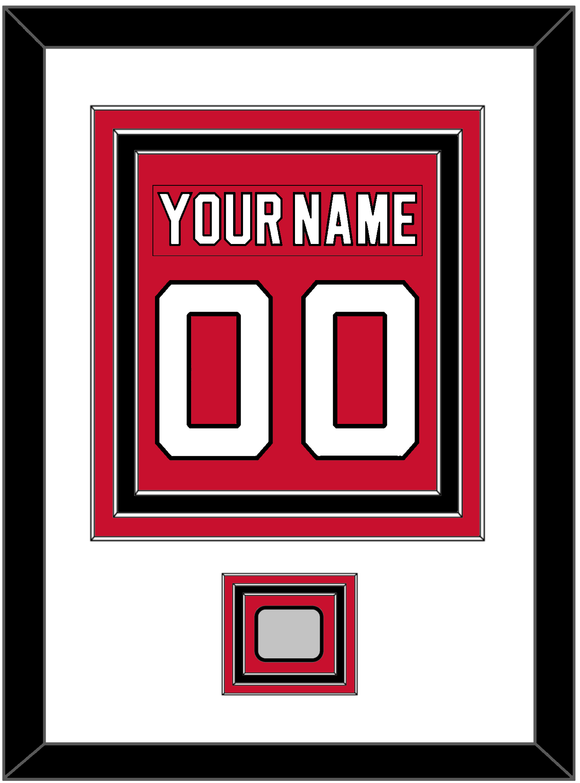 New Jersey Nameplate & Number (Back) Combined, With Stanley Cup Finals Patch - Road Red (1992-2007) - Triple Mat 1