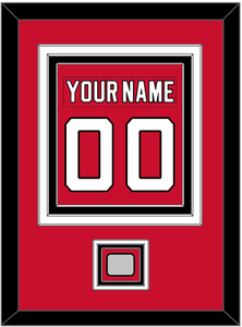 New Jersey Nameplate & Number (Back) Combined, With Stanley Cup Finals Patch - Road Red (1992-2007) - Triple Mat 2