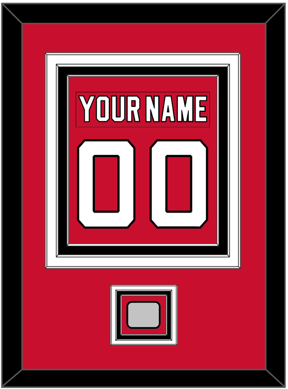 New Jersey Nameplate & Number (Back) Combined, With Stanley Cup Finals Patch - Road Red (1992-2007) - Triple Mat 2