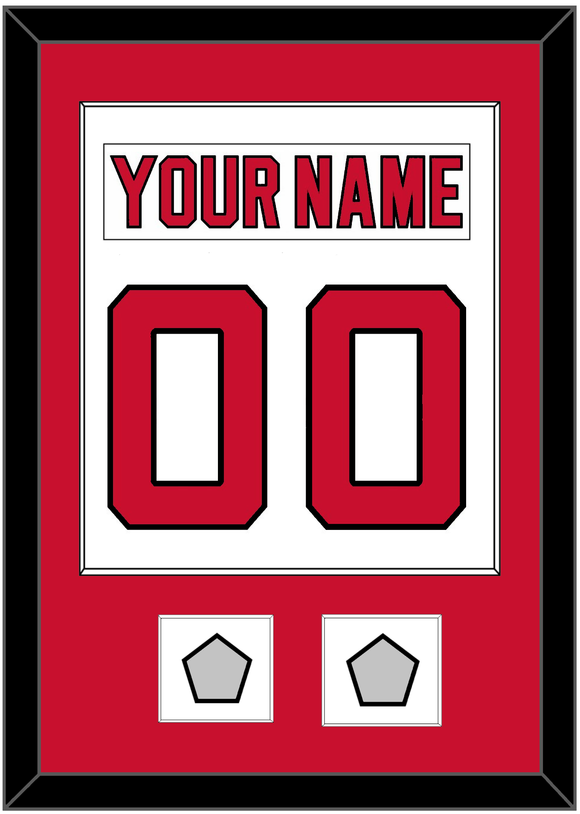 New Jersey Nameplate & Number (Back) Combined, With 2 Stanley Cup Finals Patches - Home White (1992-2007) - Single Mat 1