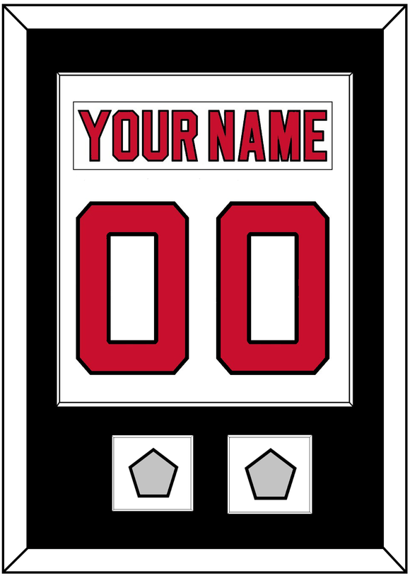 New Jersey Nameplate & Number (Back) Combined, With 2 Stanley Cup Finals Patches - Home White (1992-2007) - Single Mat 2