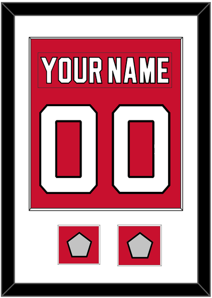 New Jersey Nameplate & Number (Back) Combined, With 2 Stanley Cup Finals Patches - Road Red (1992-2007) - Essential Tier 1