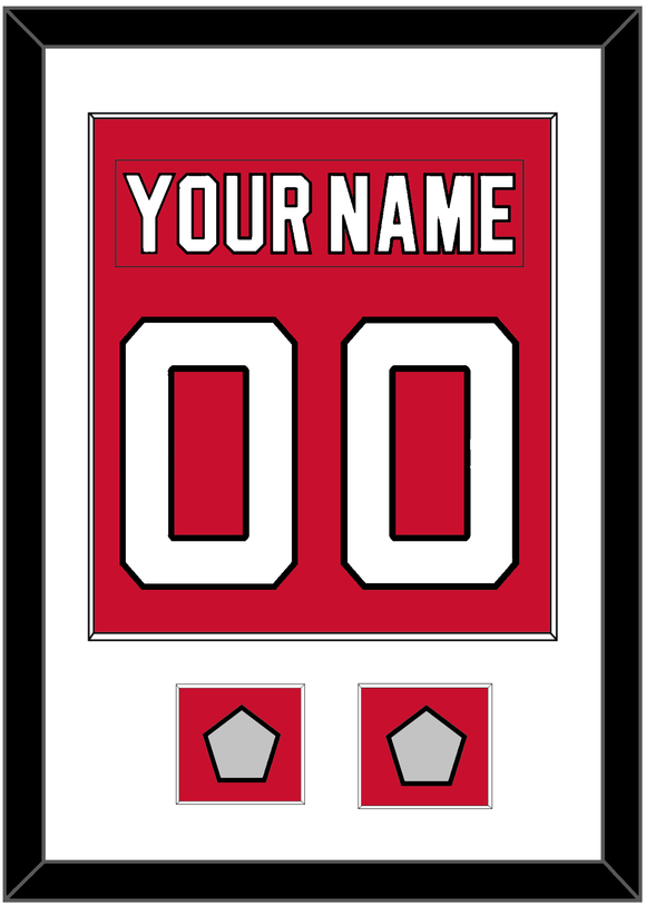 New Jersey Nameplate & Number (Back) Combined, With 2 Stanley Cup Finals Patches - Road Red (1992-2007) - Single Mat 1