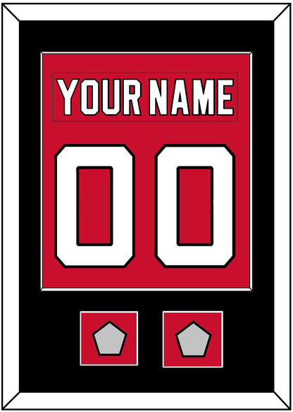 New Jersey Nameplate & Number (Back) Combined, With 2 Stanley Cup Finals Patches - Road Red (1992-2007) - Essential Tier 2