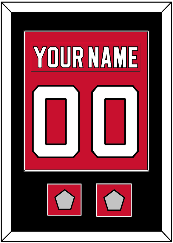 New Jersey Nameplate & Number (Back) Combined, With 2 Stanley Cup Finals Patches - Road Red (1992-2007) - Single Mat 2