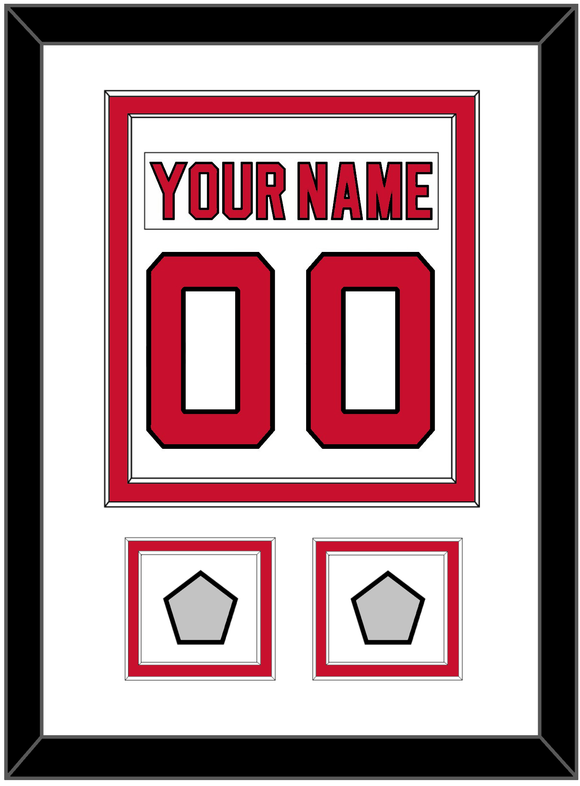 New Jersey Nameplate & Number (Back) Combined, With 2 Stanley Cup Finals Patches - Home White (1992-2007) - Double Mat 1