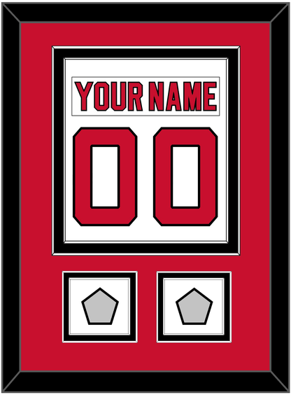 New Jersey Nameplate & Number (Back) Combined, With 2 Stanley Cup Finals Patches - Home White (1992-2007) - Signature Tier 2
