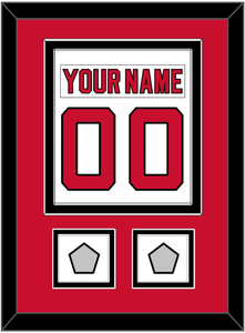 New Jersey Nameplate & Number (Back) Combined, With 2 Stanley Cup Finals Patches - Home White (1992-2007) - Double Mat 2