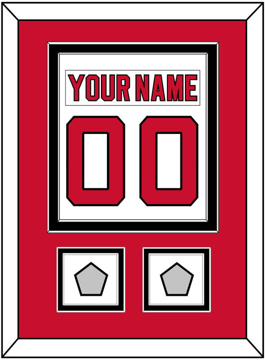 New Jersey Nameplate & Number (Back) Combined, With 2 Stanley Cup Finals Patches - Home White (1992-2007) - Signature Tier 2