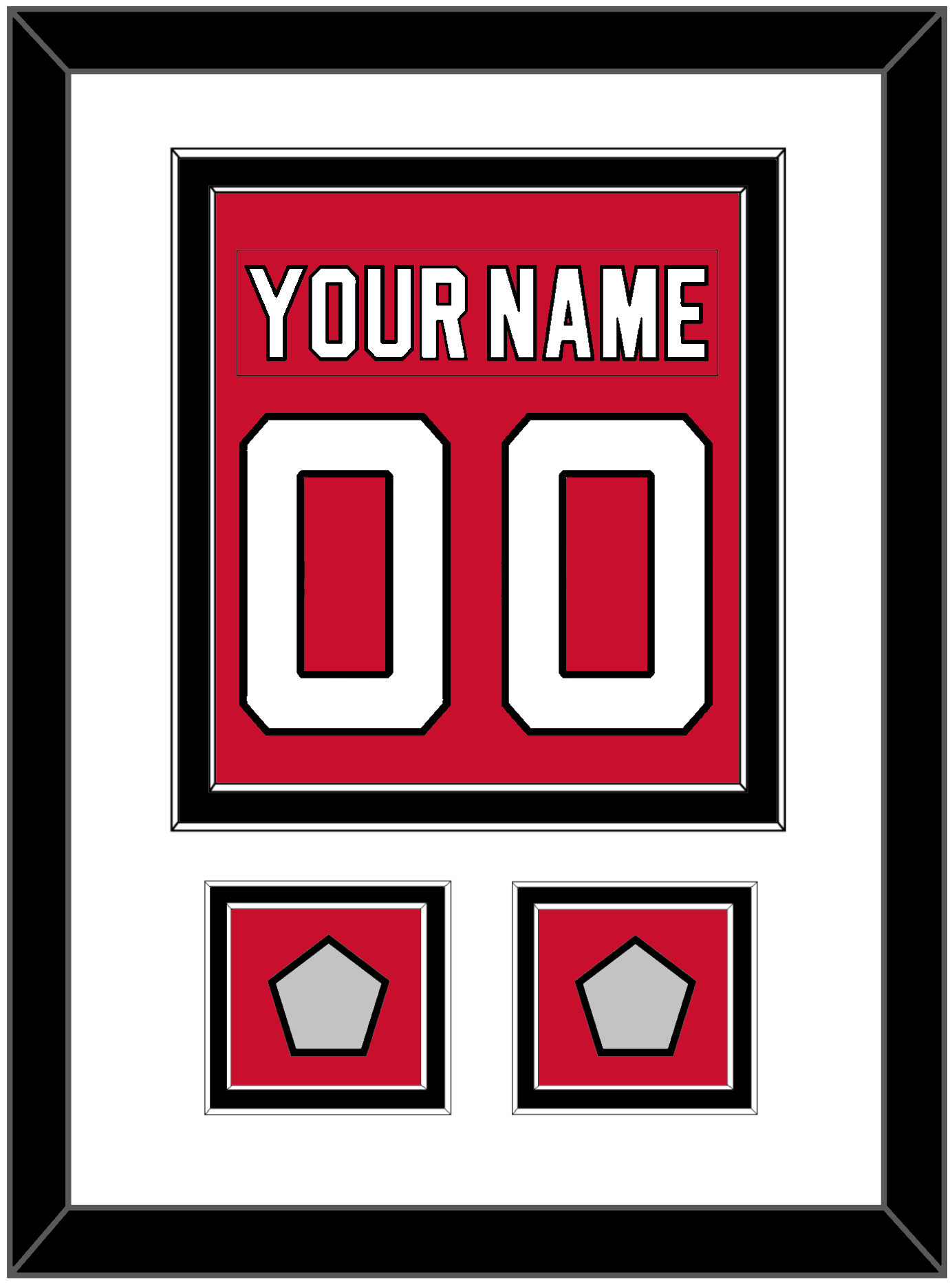 New Jersey Nameplate & Number (Back) Combined, With 2 Stanley Cup Finals Patches - Road Red (1992-2007) - Signature Tier 1
