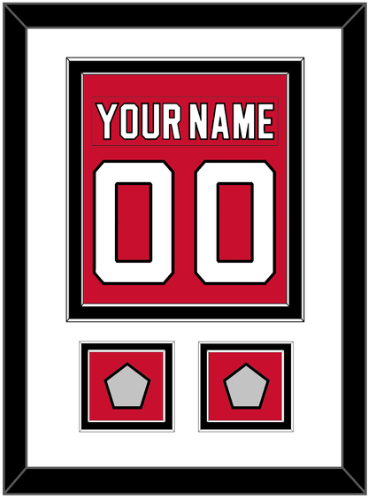 New Jersey Nameplate & Number (Back) Combined, With 2 Stanley Cup Finals Patches - Road Red (1992-2007) - Signature Tier 1