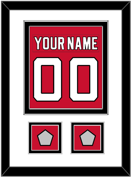 New Jersey Nameplate & Number (Back) Combined, With 2 Stanley Cup Finals Patches - Road Red (1992-2007) - Signature Tier 1