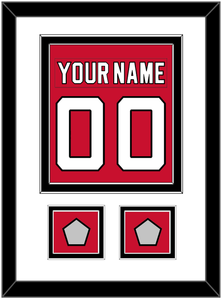 New Jersey Nameplate & Number (Back) Combined, With 2 Stanley Cup Finals Patches - Road Red (1992-2007) - Double Mat 1