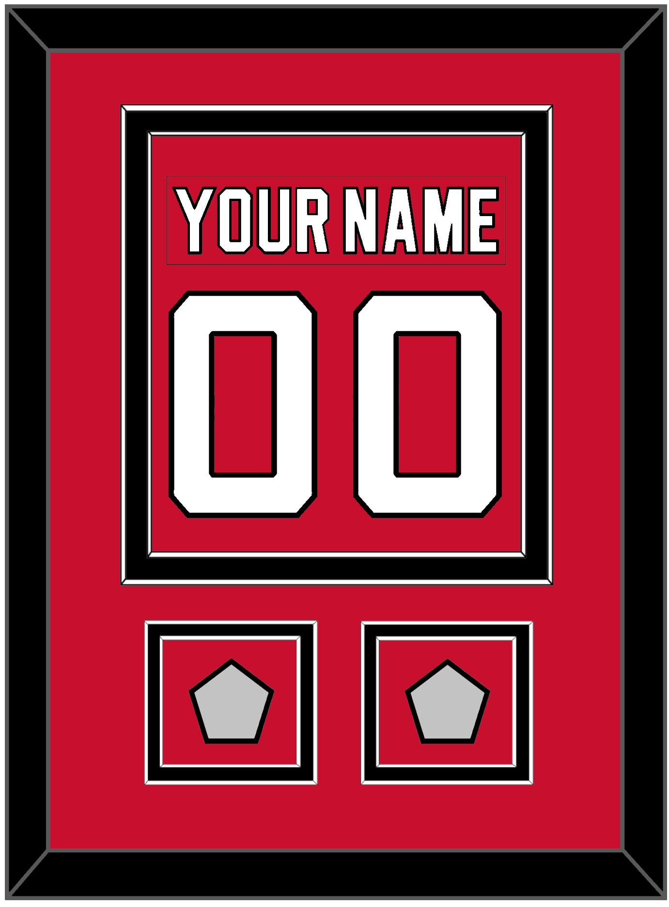New Jersey Nameplate & Number (Back) Combined, With 2 Stanley Cup Finals Patches - Road Red (1992-2007) - Signature Tier 2