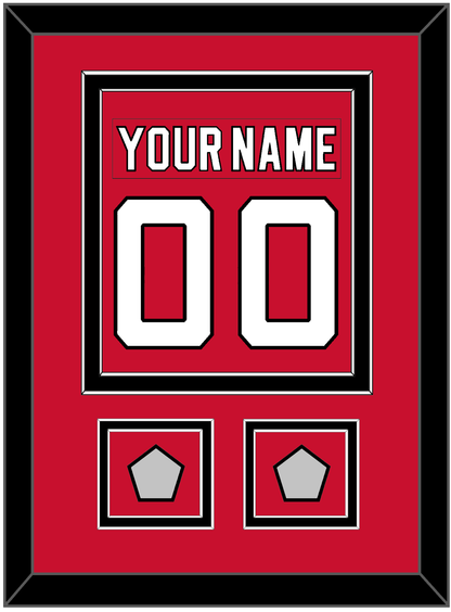 New Jersey Nameplate & Number (Back) Combined, With 2 Stanley Cup Finals Patches - Road Red (1992-2007) - Signature Tier 2