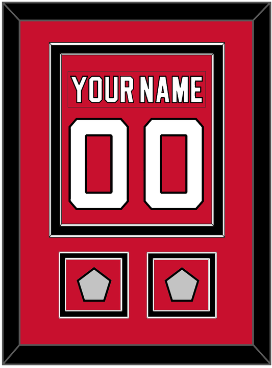 New Jersey Nameplate & Number (Back) Combined, With 2 Stanley Cup Finals Patches - Road Red (1992-2007) - Signature Tier 2
