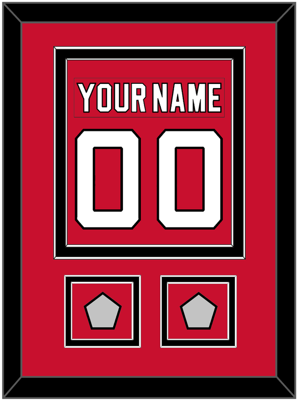 New Jersey Nameplate & Number (Back) Combined, With 2 Stanley Cup Finals Patches - Road Red (1992-2007) - Double Mat 2