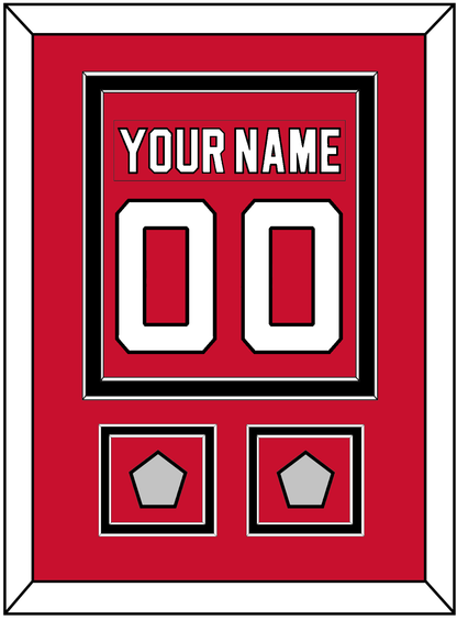 New Jersey Nameplate & Number (Back) Combined, With 2 Stanley Cup Finals Patches - Road Red (1992-2007) - Signature Tier 2