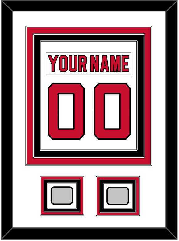 New Jersey Nameplate & Number (Back) Combined, With 2 Stanley Cup Finals Patches - Home White (1992-2007) - Triple Mat 1