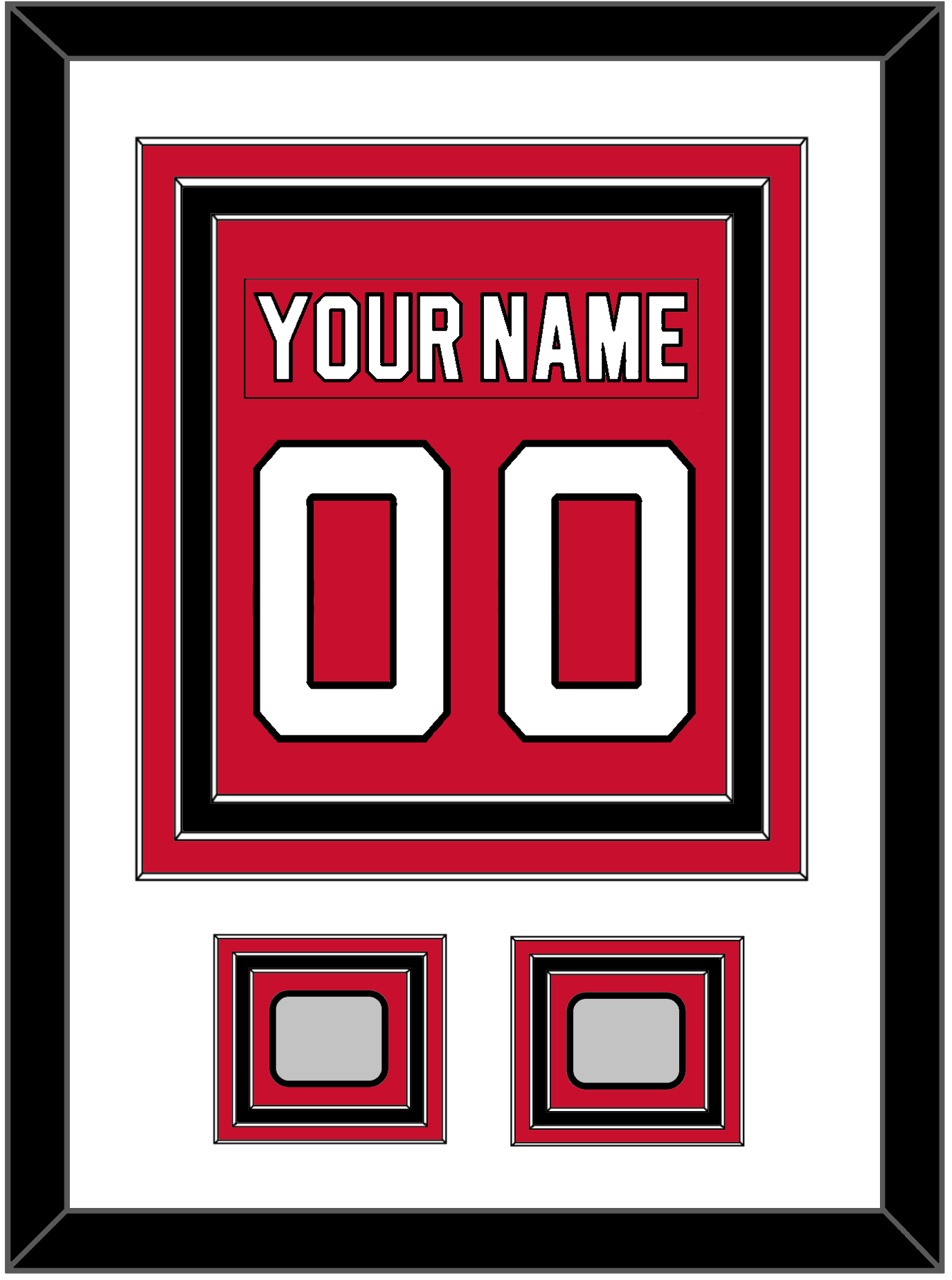 New Jersey Nameplate & Number (Back) Combined, With 2 Stanley Cup Finals Patches - Road Red (1992-2007) - Premier Tier 1