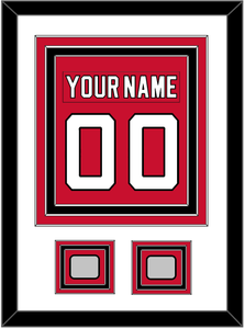 New Jersey Nameplate & Number (Back) Combined, With 2 Stanley Cup Finals Patches - Road Red (1992-2007) - Triple Mat 1