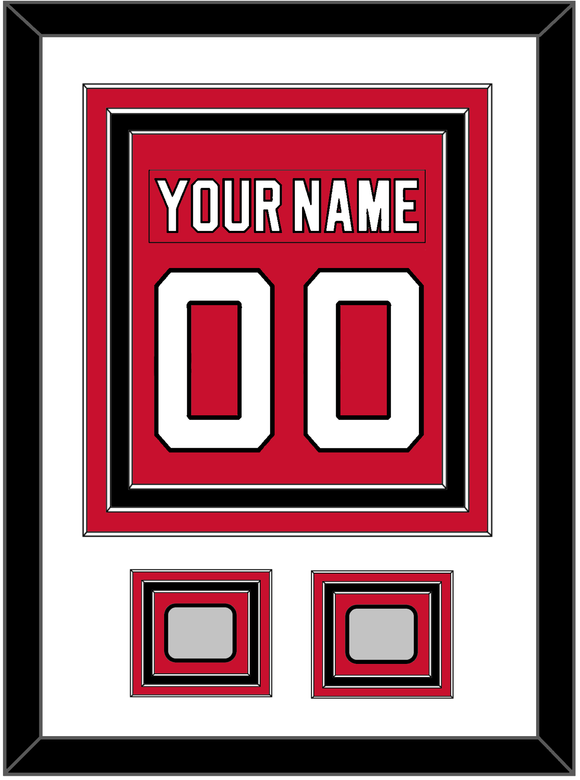 New Jersey Nameplate & Number (Back) Combined, With 2 Stanley Cup Finals Patches - Road Red (1992-2007) - Triple Mat 1