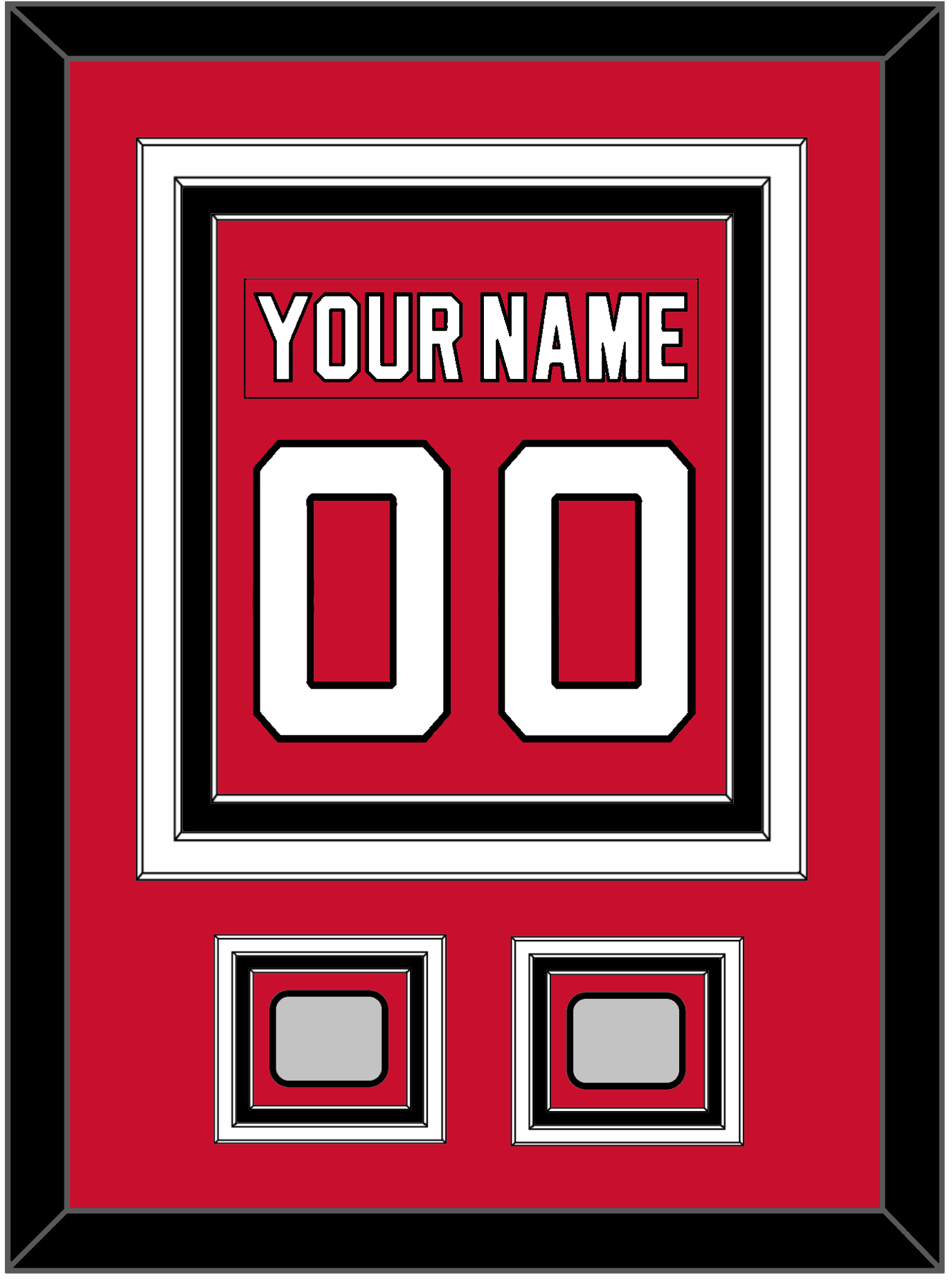 New Jersey Nameplate & Number (Back) Combined, With 2 Stanley Cup Finals Patches - Road Red (1992-2007) - Premier Tier 2